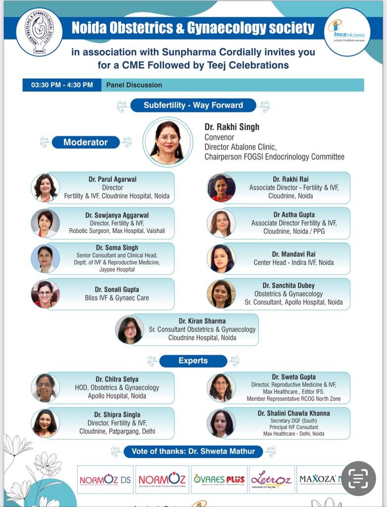 Noida Obstetrics & Gynaecology society in association with Sunpharma Cordially invites you for a CME Followed by Teej Celebrations